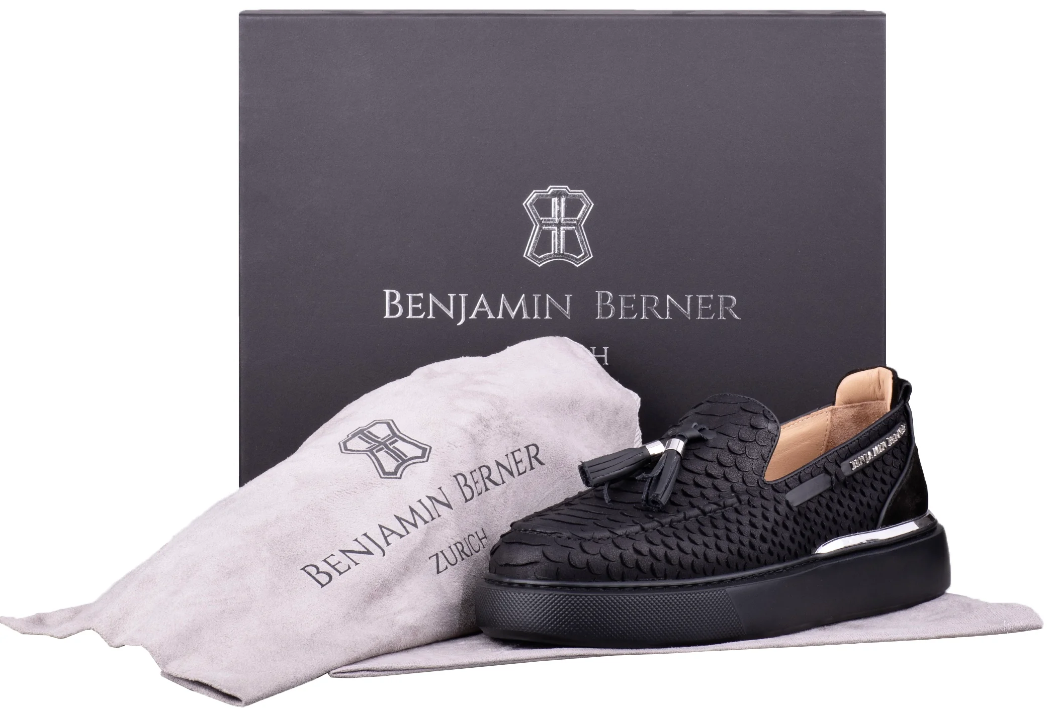 BNJ ORION BLACK PYTHON CUT TASSEL LOAFER - Image 4