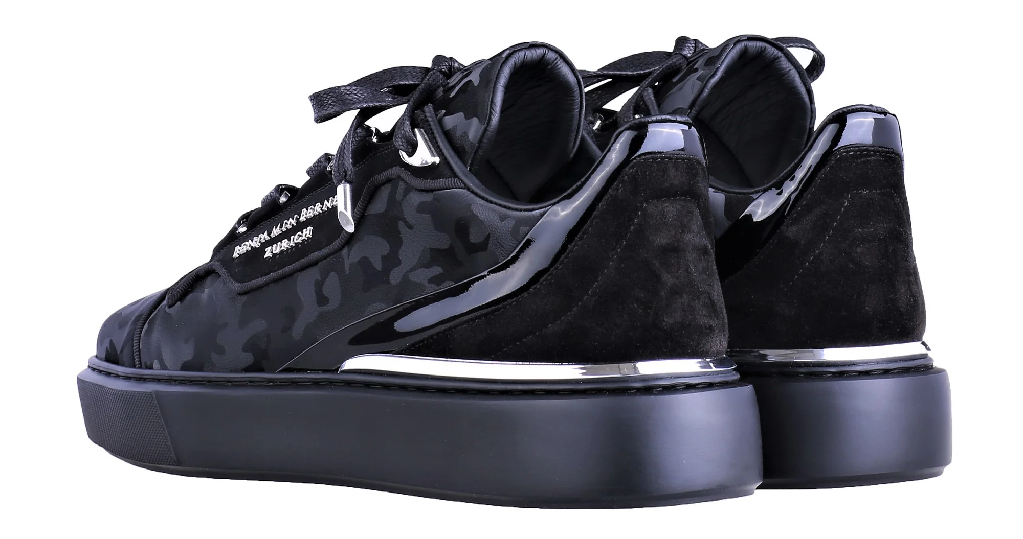 BNJ RAPHAEL Low-Top ALL BLACK REFLECTIVE CAMOUFLAGE CALFSKIN - Image 3
