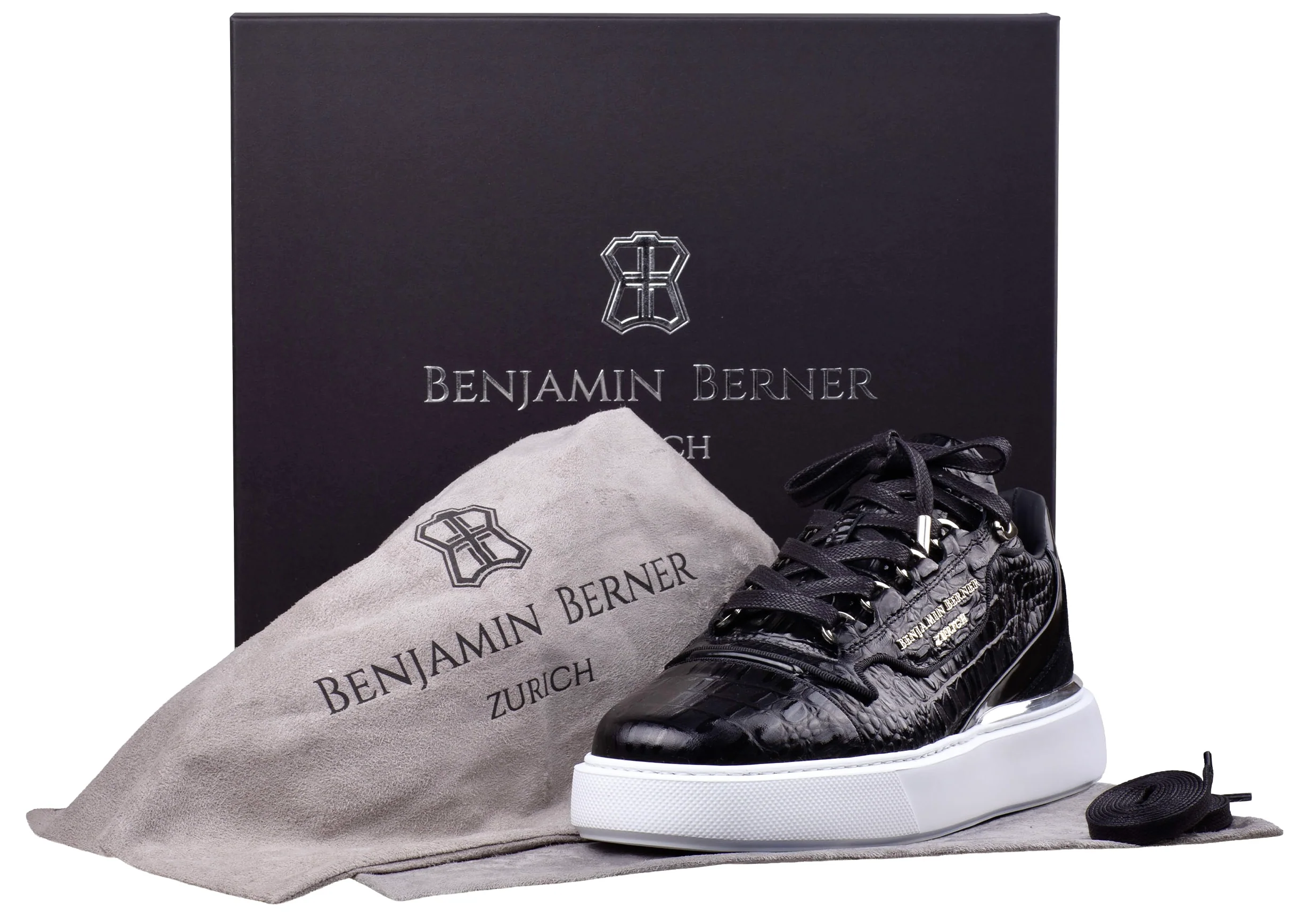 BNJ RAPHAEL Low-Top BLACK ALLIGATOR EFFECT - Image 3