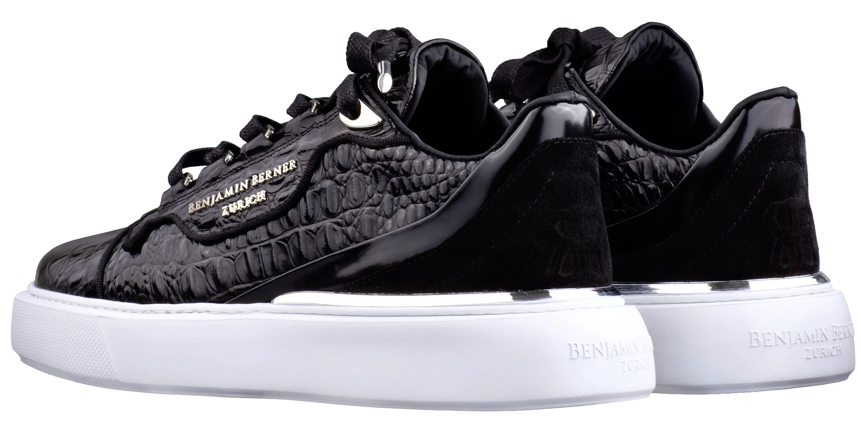BNJ RAPHAEL Low-Top BLACK ALLIGATOR EFFECT - Image 4