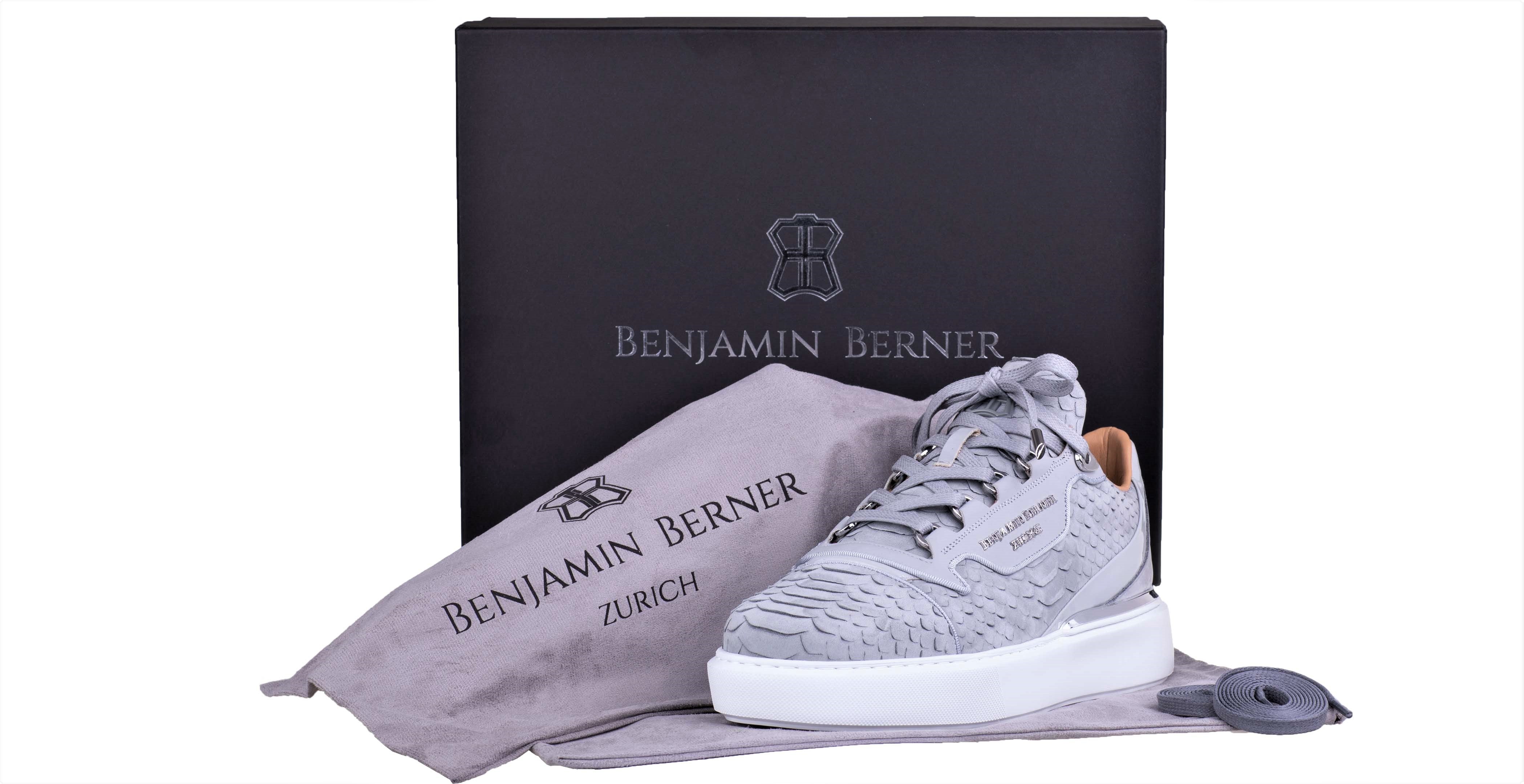 BNJ RAPHAEL Low-Top  ICE GREY PYTHON CUT-MATT NAPPA - Image 4