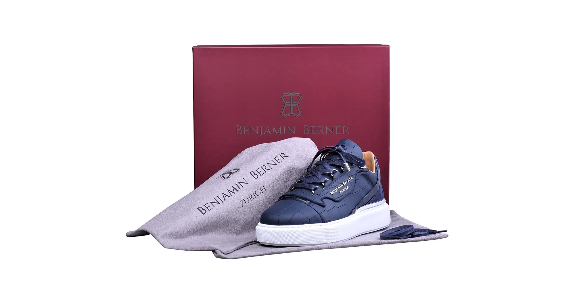 BNJ RAPHAEL Low-Top NAVY MATT CROCODILE - Image 4