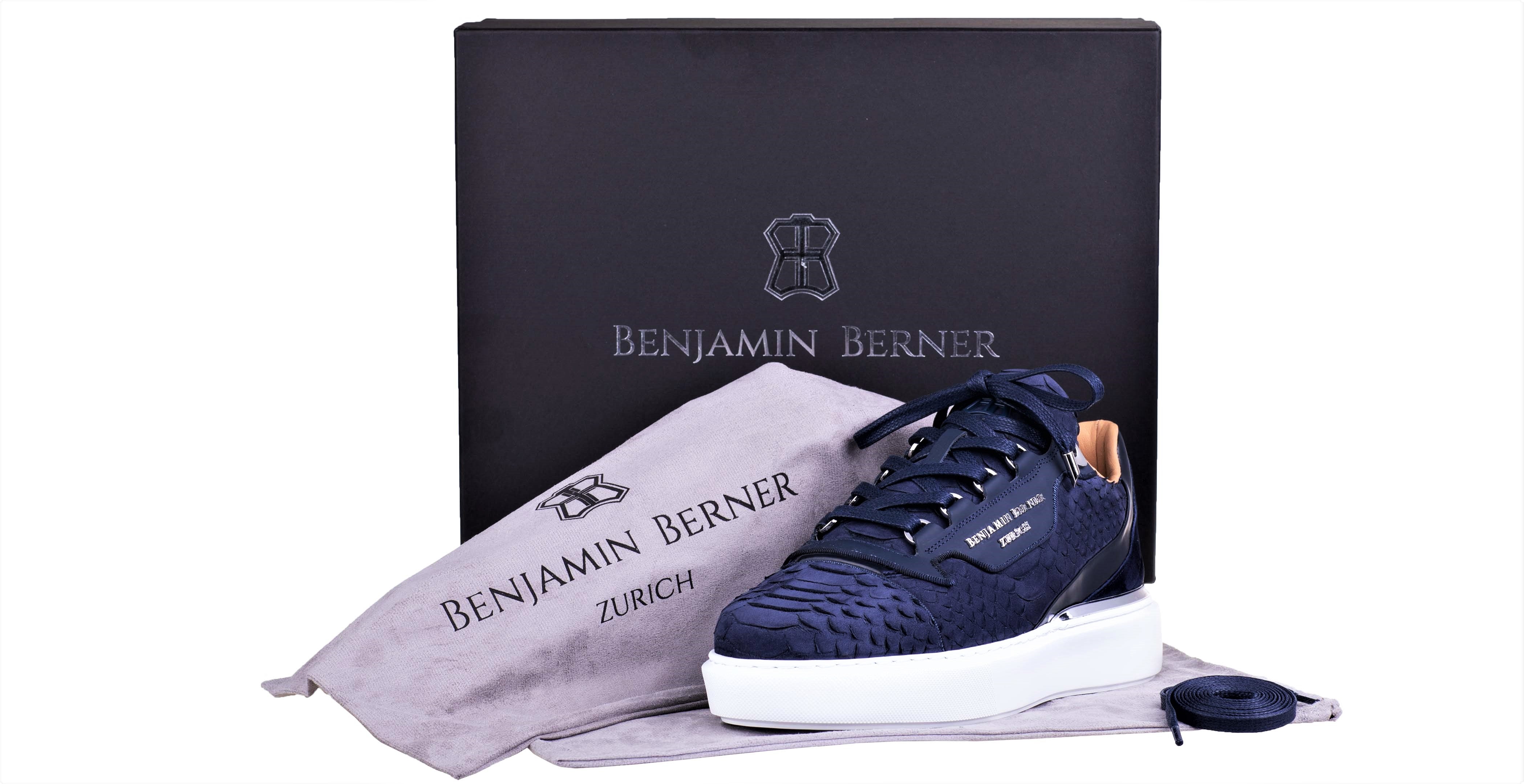 BNJ RAPHAEL Low-Top NAVY PYTHON CUT-MATT NAPPA - Image 3
