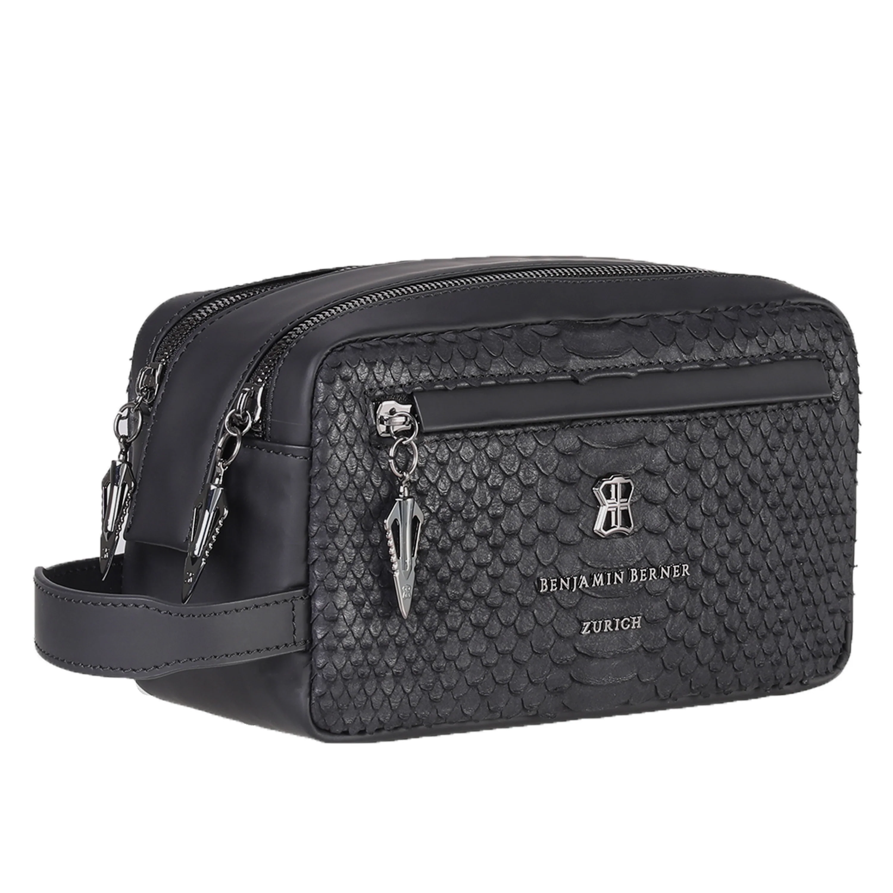 BNJ WASHBAG BLACK PYTHON CUT MATT NAPPA DOUBLE ZIPPER - Image 2