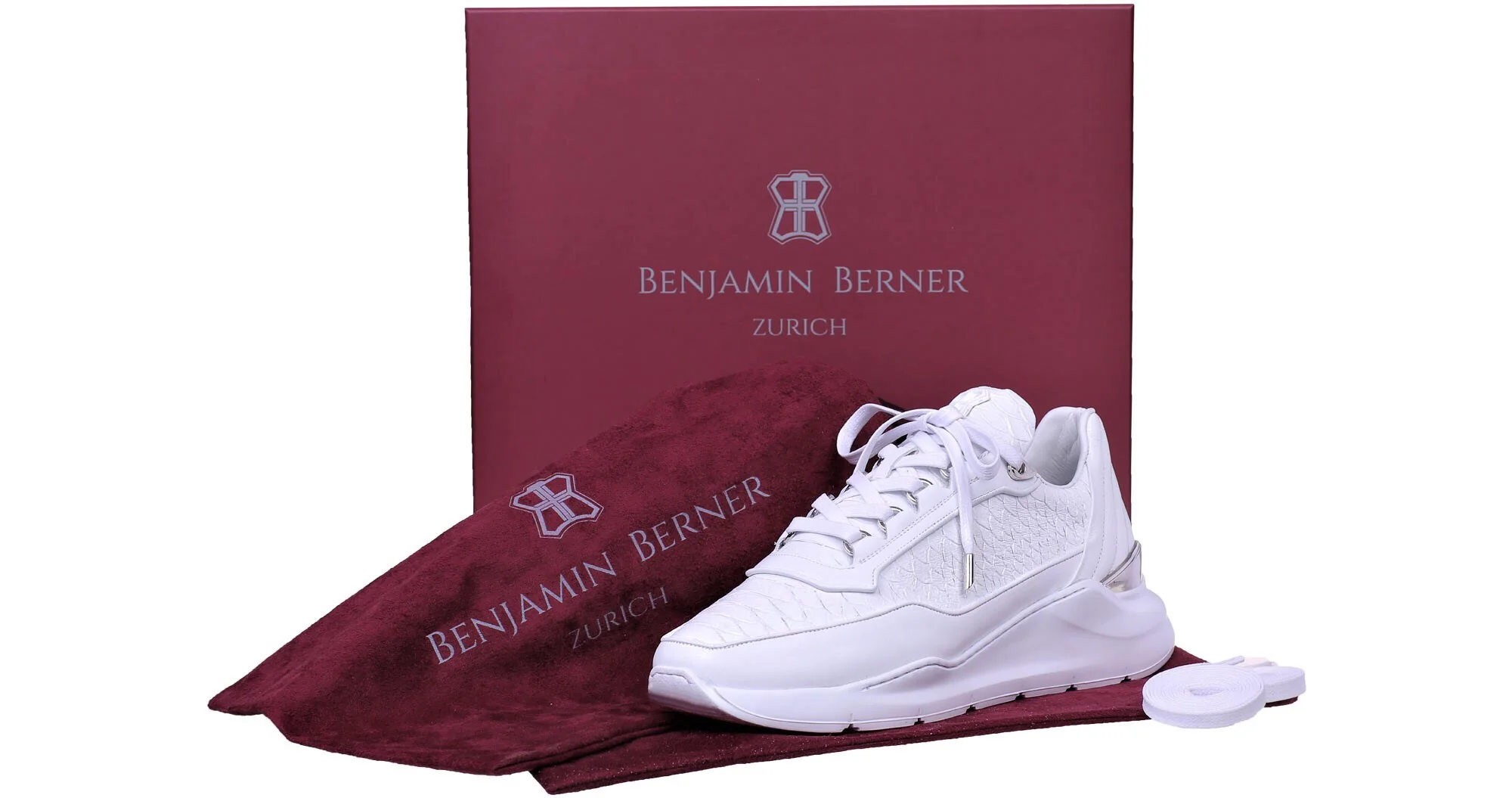 Women's Low-Top BNJ HECTOR RUNNER ALL WHITE PYTHON CUT NAPPA - Image 3